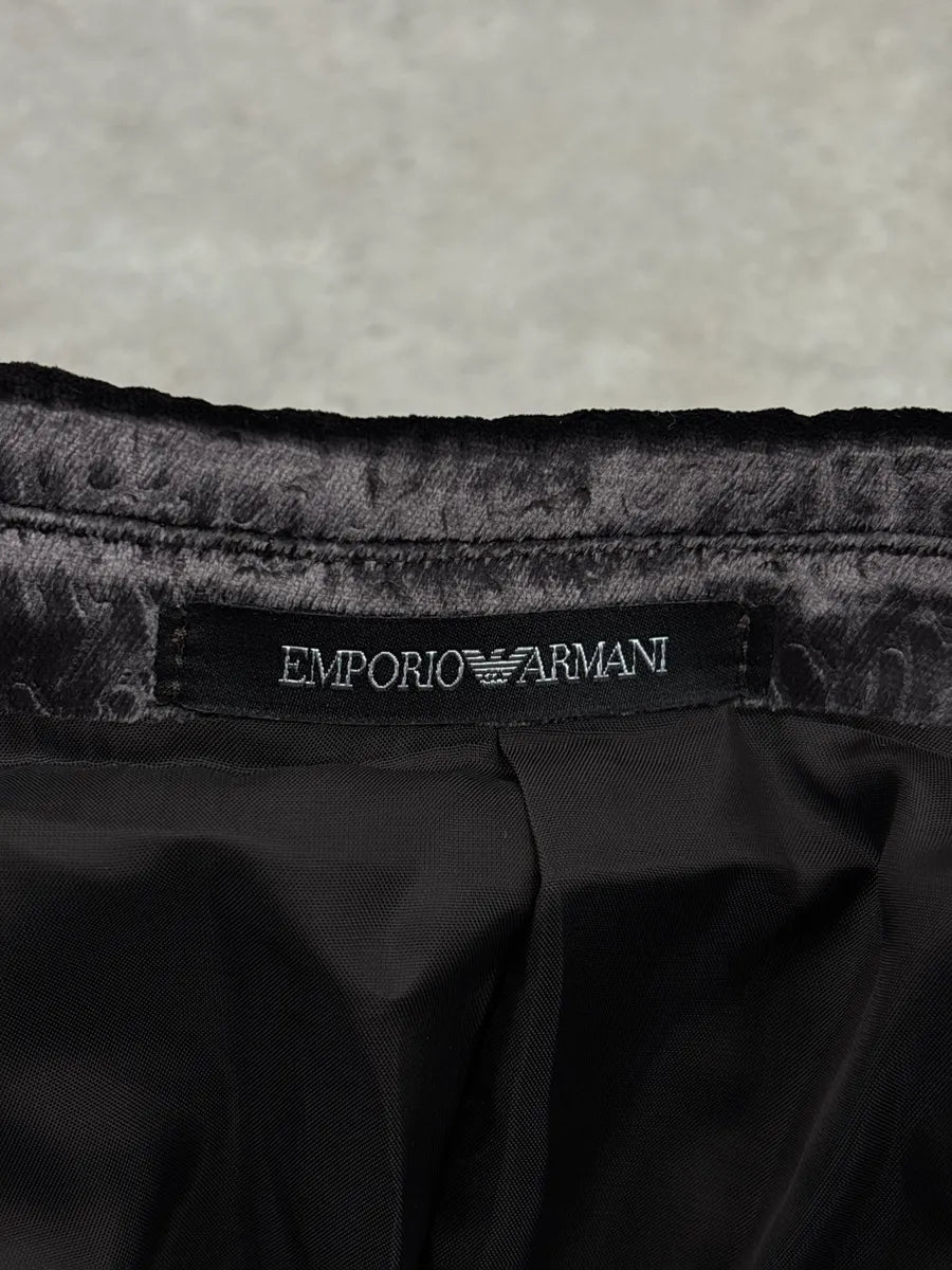 Emporio Armani Dark Brown Jacquard Peak-Lapel Blazer Jacket MfTyMmAf 11