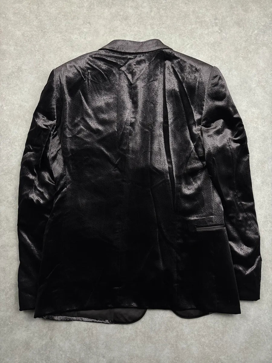 Emporio Armani Dark Brown Jacquard Peak-Lapel Blazer Jacket MfTyMmAf 4
