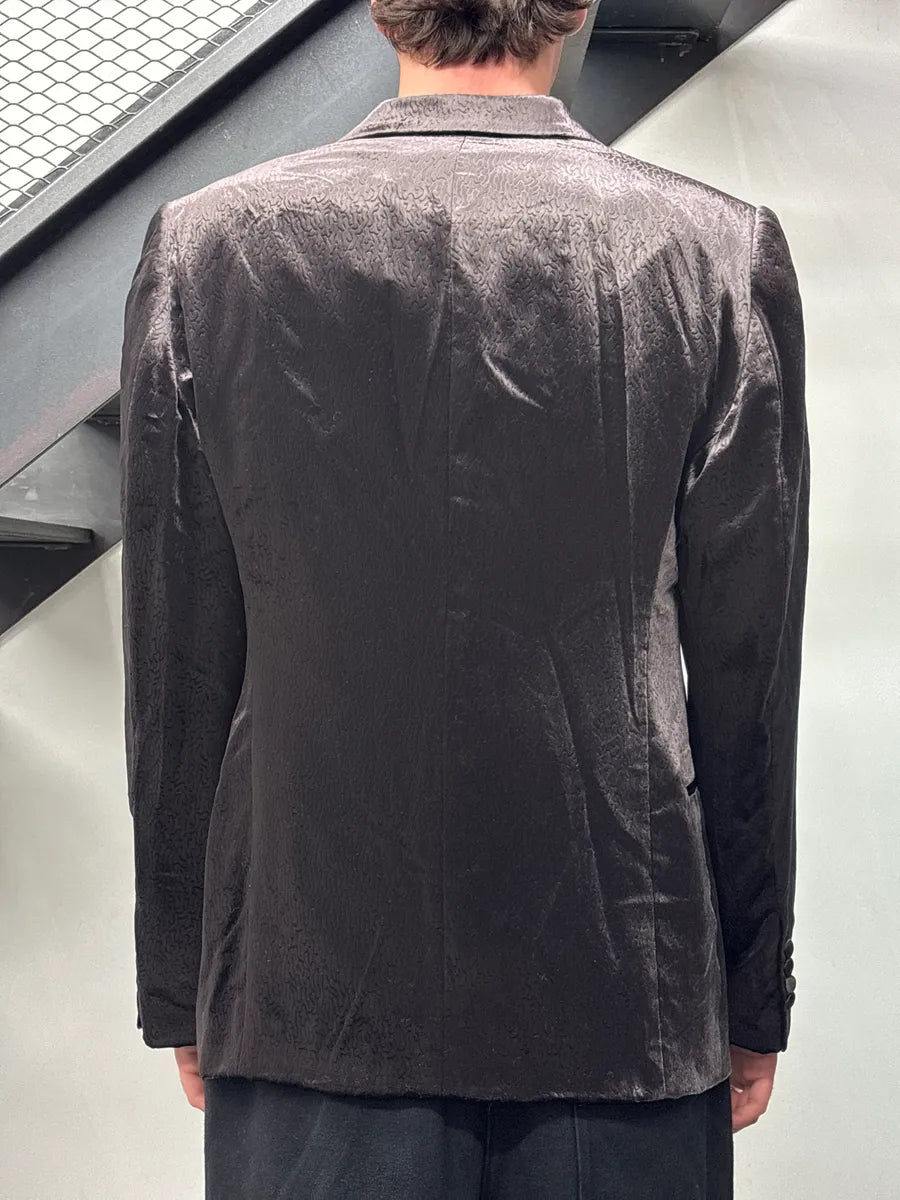 Emporio Armani Dark Brown Jacquard Peak-Lapel Blazer Jacket MfTyMmAf 2