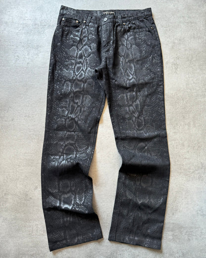 AW1999 Roberto Cavalli Black Serpent Python Pants (M) - 6