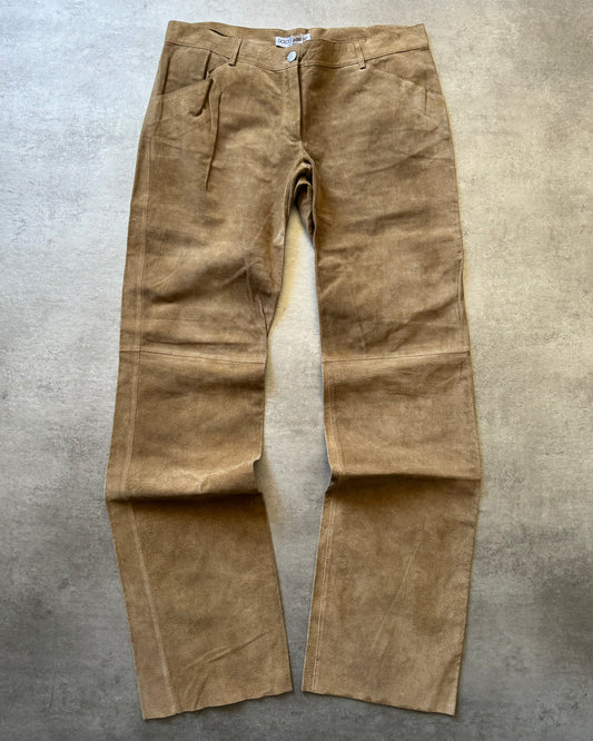 2000s Dolce & Gabbana Camel Leather Pants (M) - 1