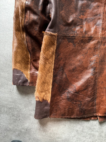 2000s Imperial Cowhide Brown Fur Leather Jacket (M) - 5