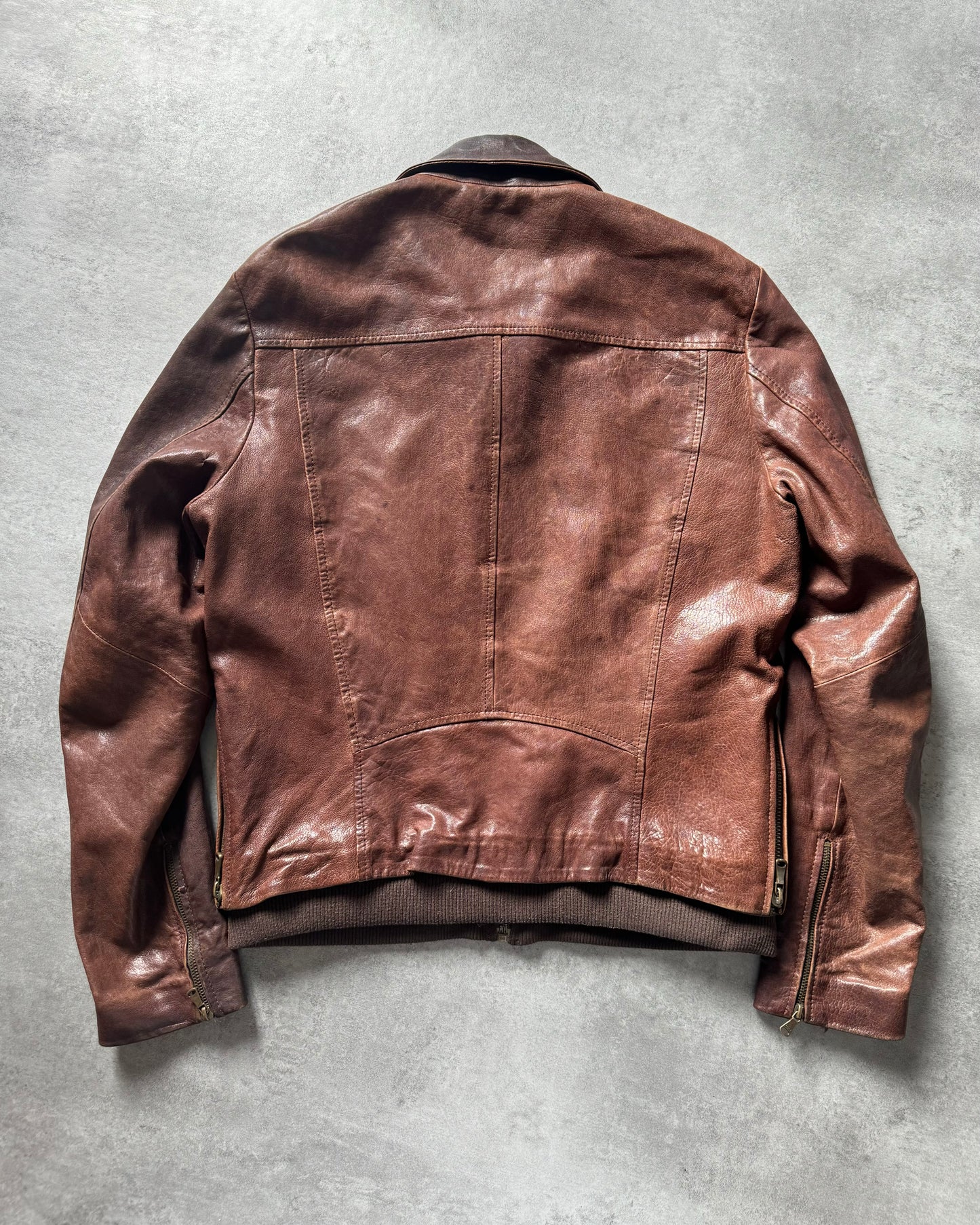 2000s Dolce & Gabbana Bordeaux Cargo Lamb Leather Jacket (XL) - 2