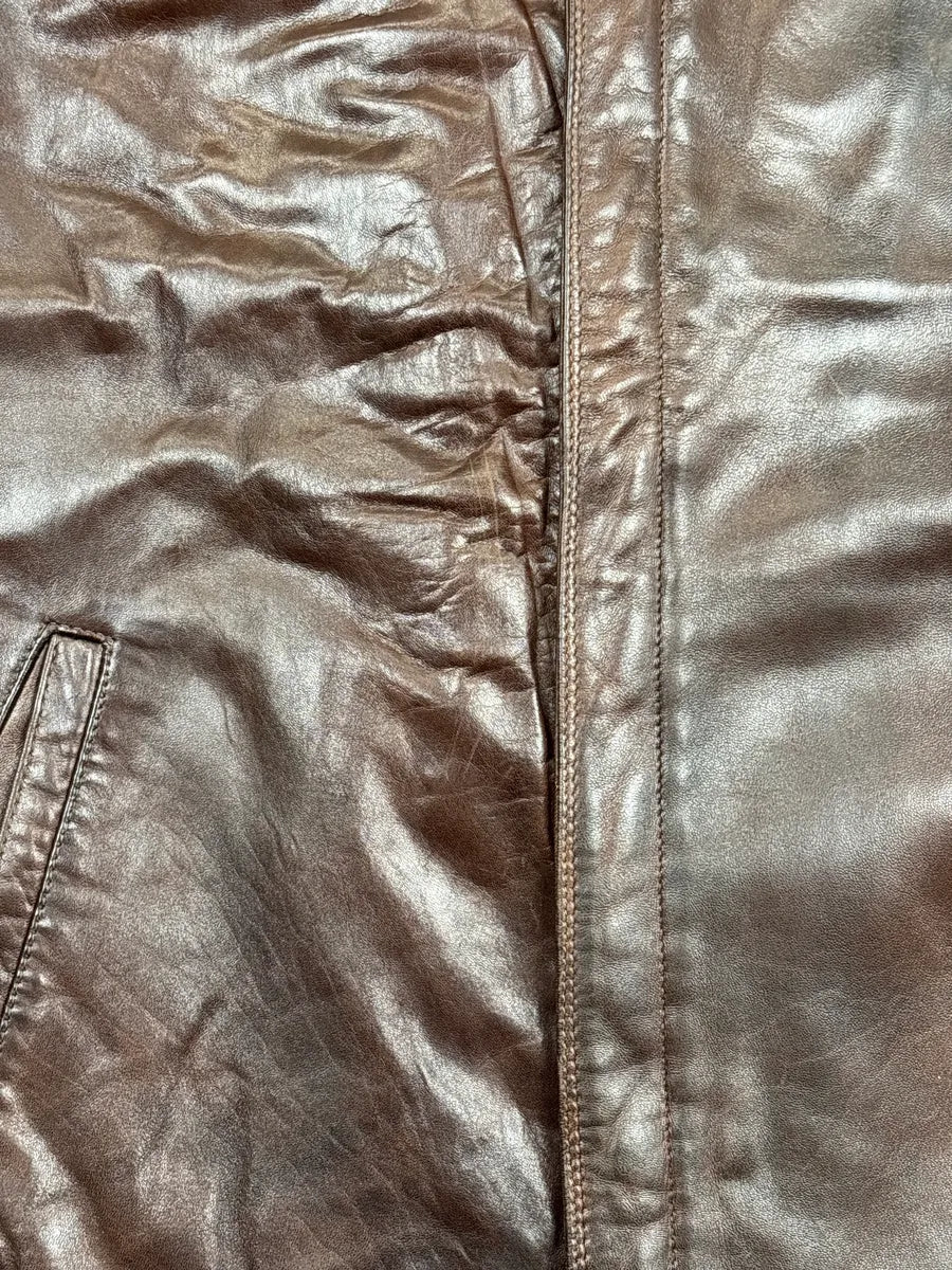 1990s Gianni Versace Dark Brown Leather Collarless Minimalist Vest MmvYCHwT 6