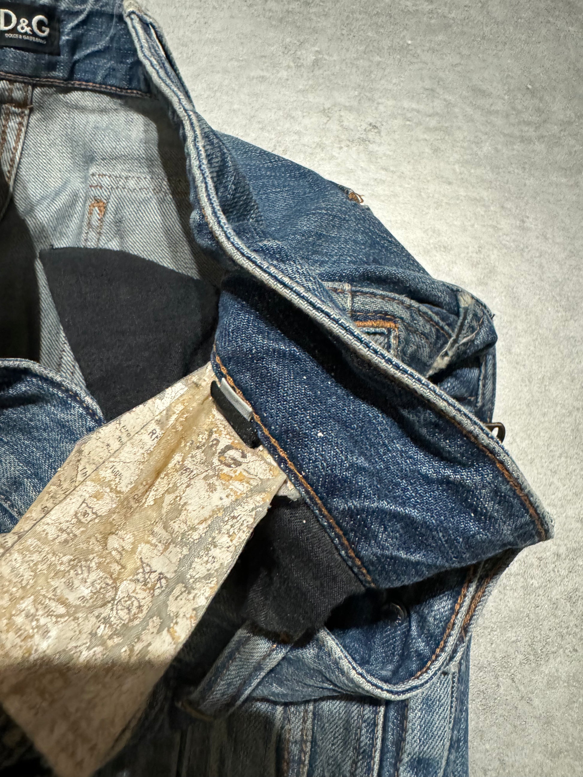 AW2005 Dolce & Gabbana Destroyed Cargo Denim Jeans (L) - 5