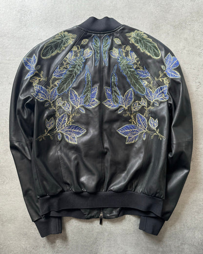 SS2017 Emporio Armani Embroidered Natural Royal Eagle Black Leather Jacket (M) - 3