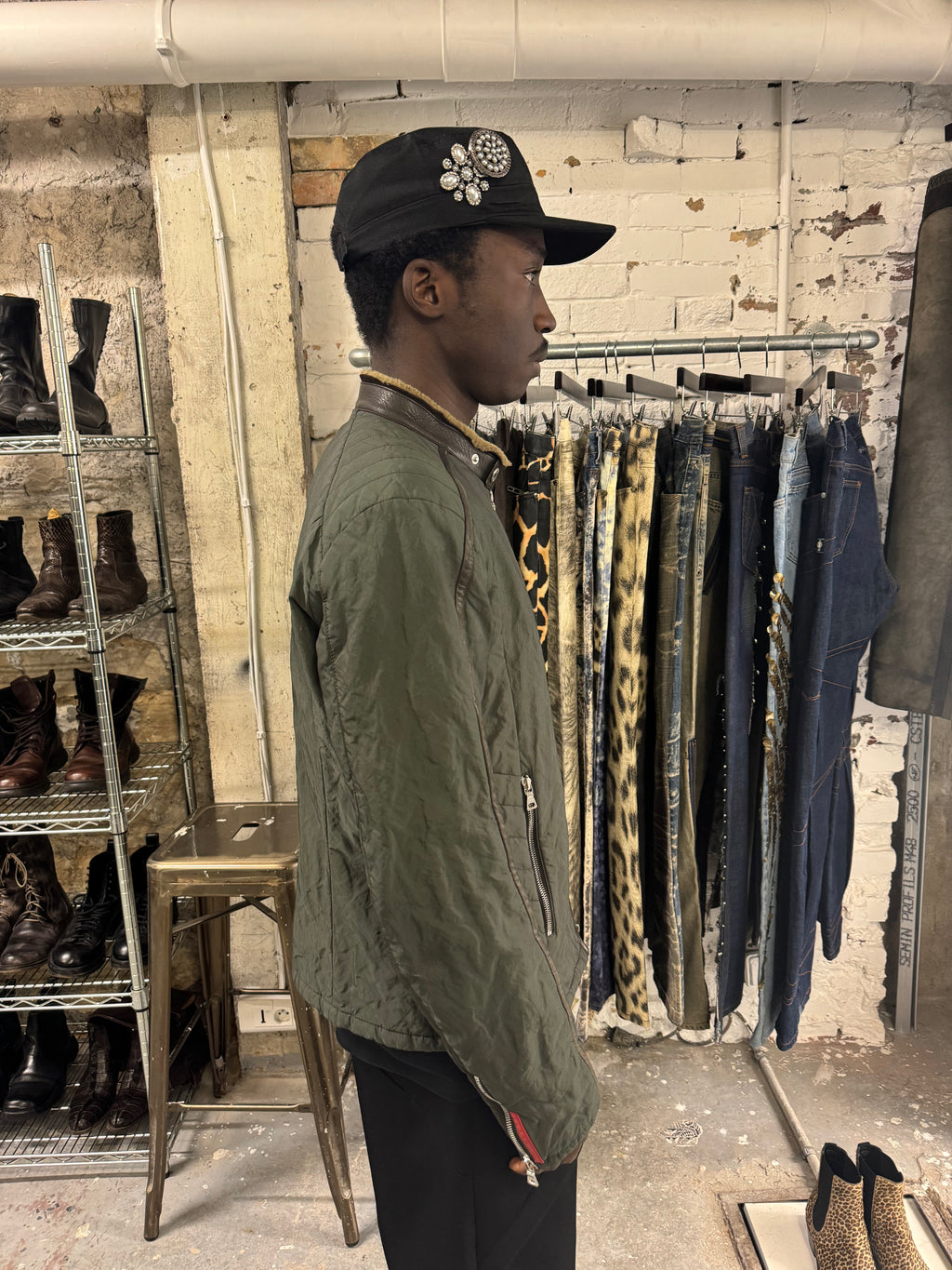 2000s Prada Green Nylon Linea Rossa Biker Jacket (M/L) - 4