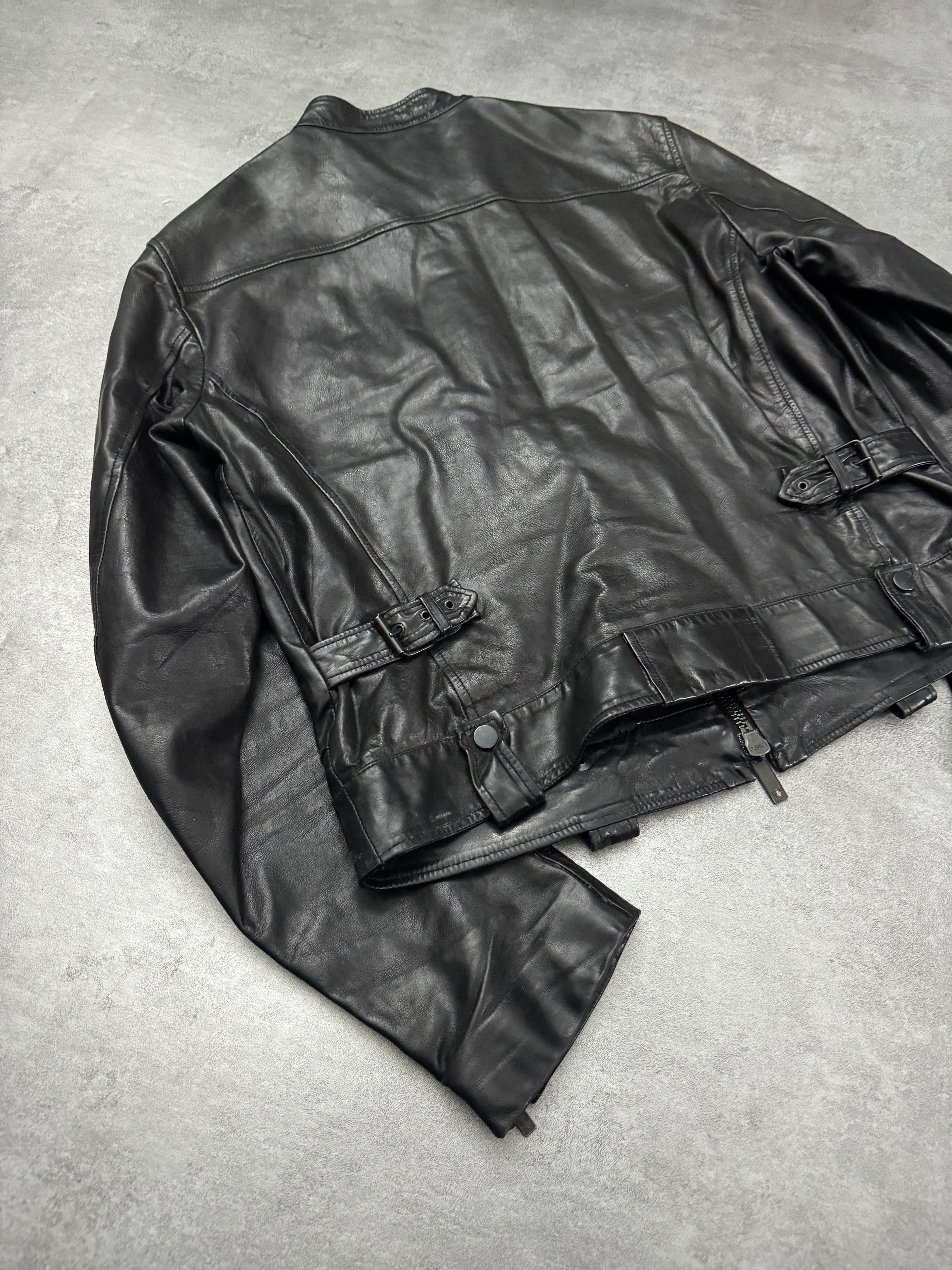AW2007 Emporio Armani Black Utility Multi Pockets Leather Jacket (L) - 7