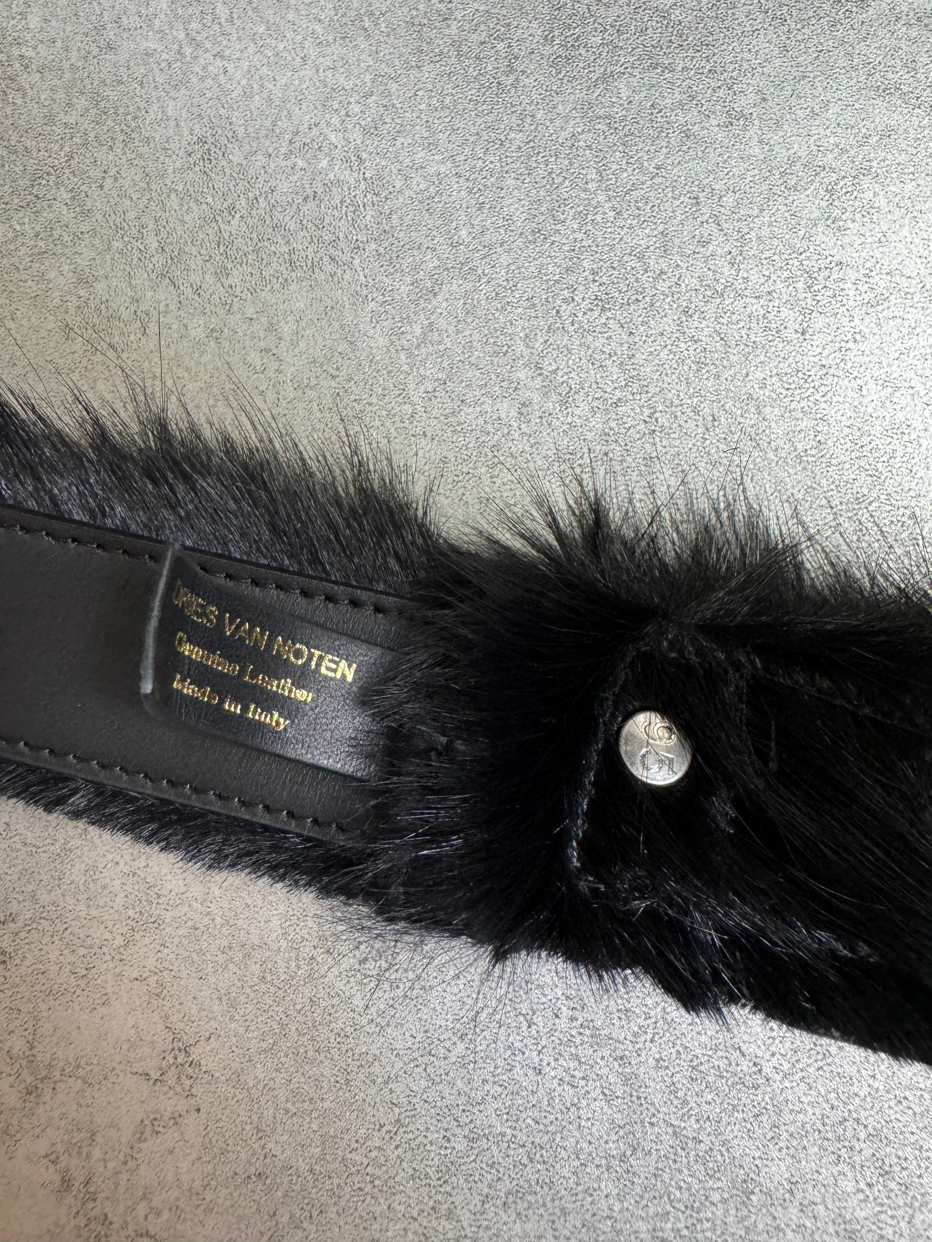 AW2022 Dries Van Noten Black Pony Hair Fur Belt (OS) - 6