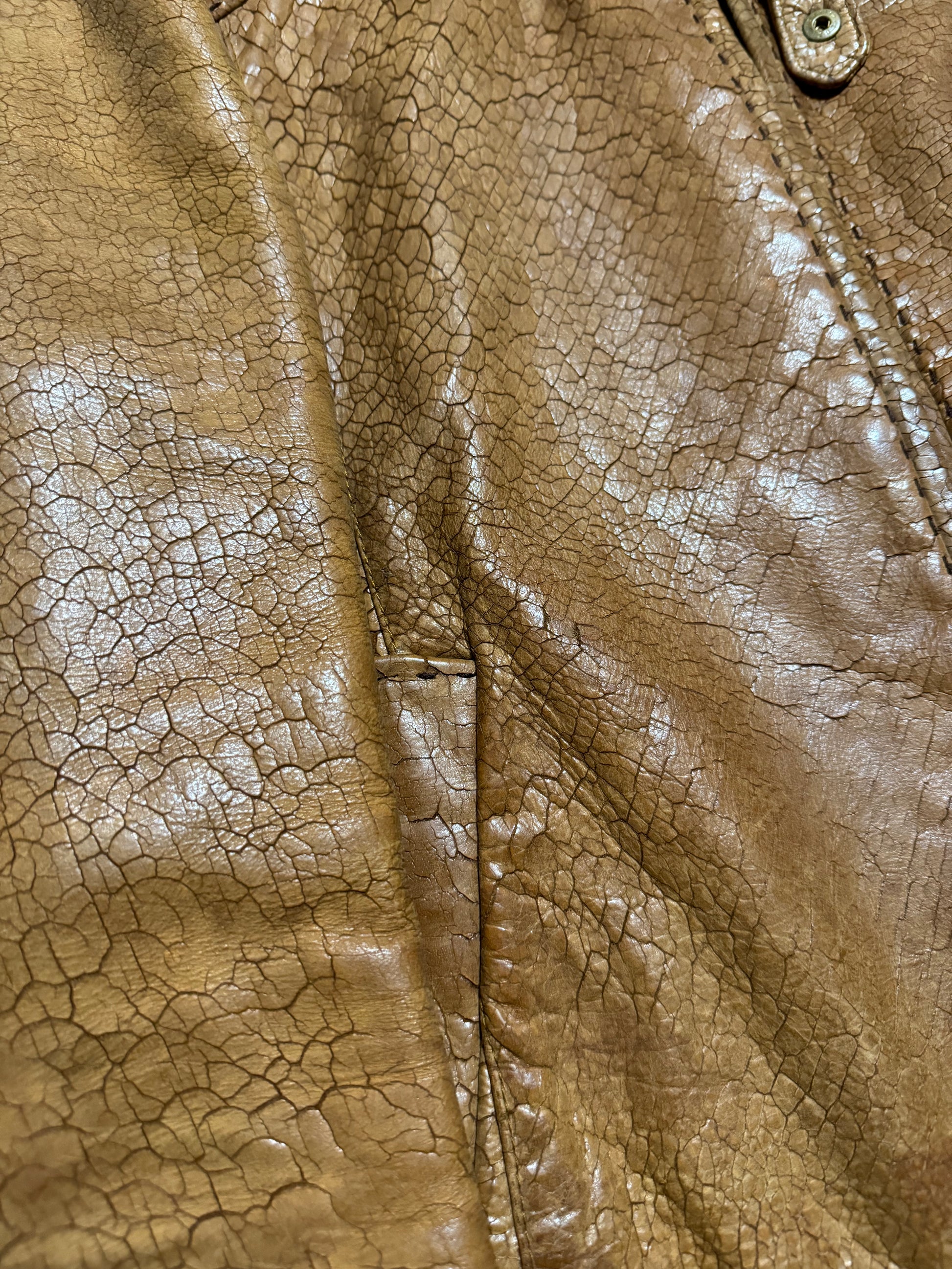 SS2001 Dolce & Gabbana Cracked Brown Italian Pure Leather Jacket (M/L) - 10