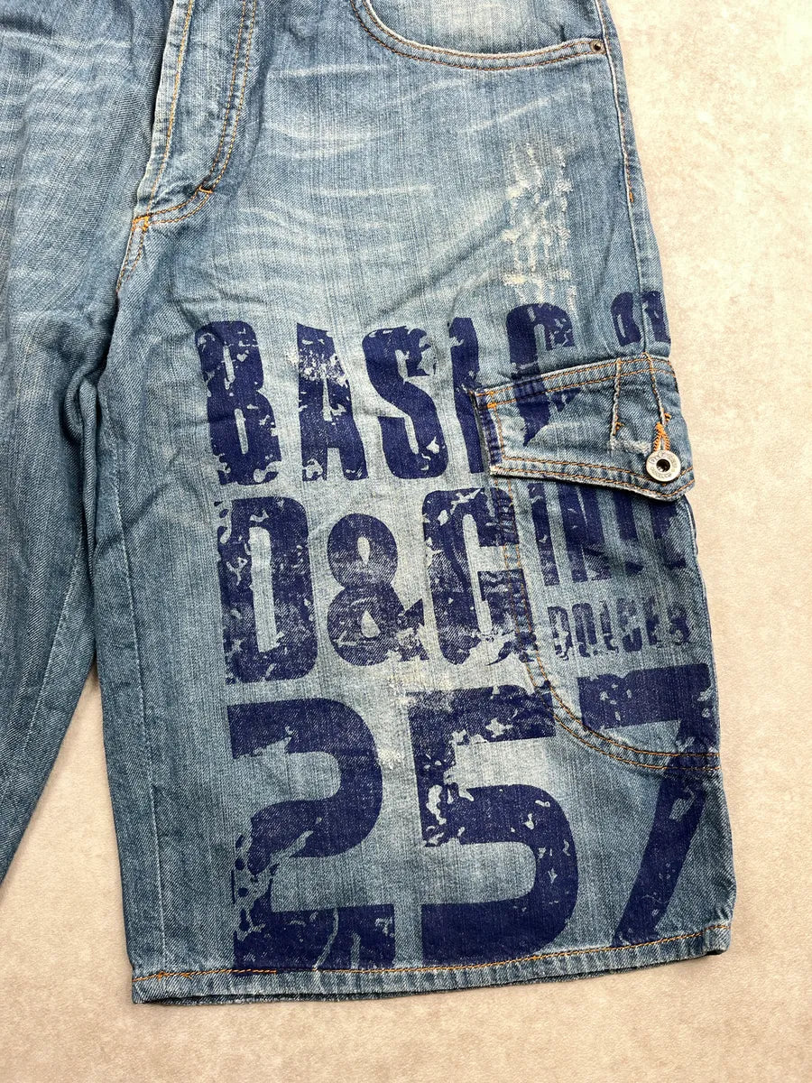 SS2006 Dolce & Gabbana Light Blue Denim Numeric Shorts NAamJUeu 8
