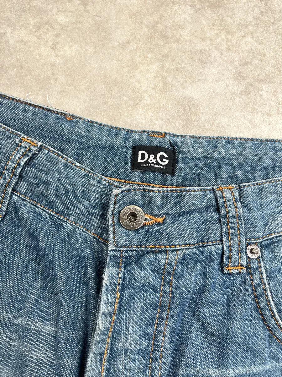 SS2006 Dolce & Gabbana Light Blue Denim Numeric Shorts NAamJUeu 9