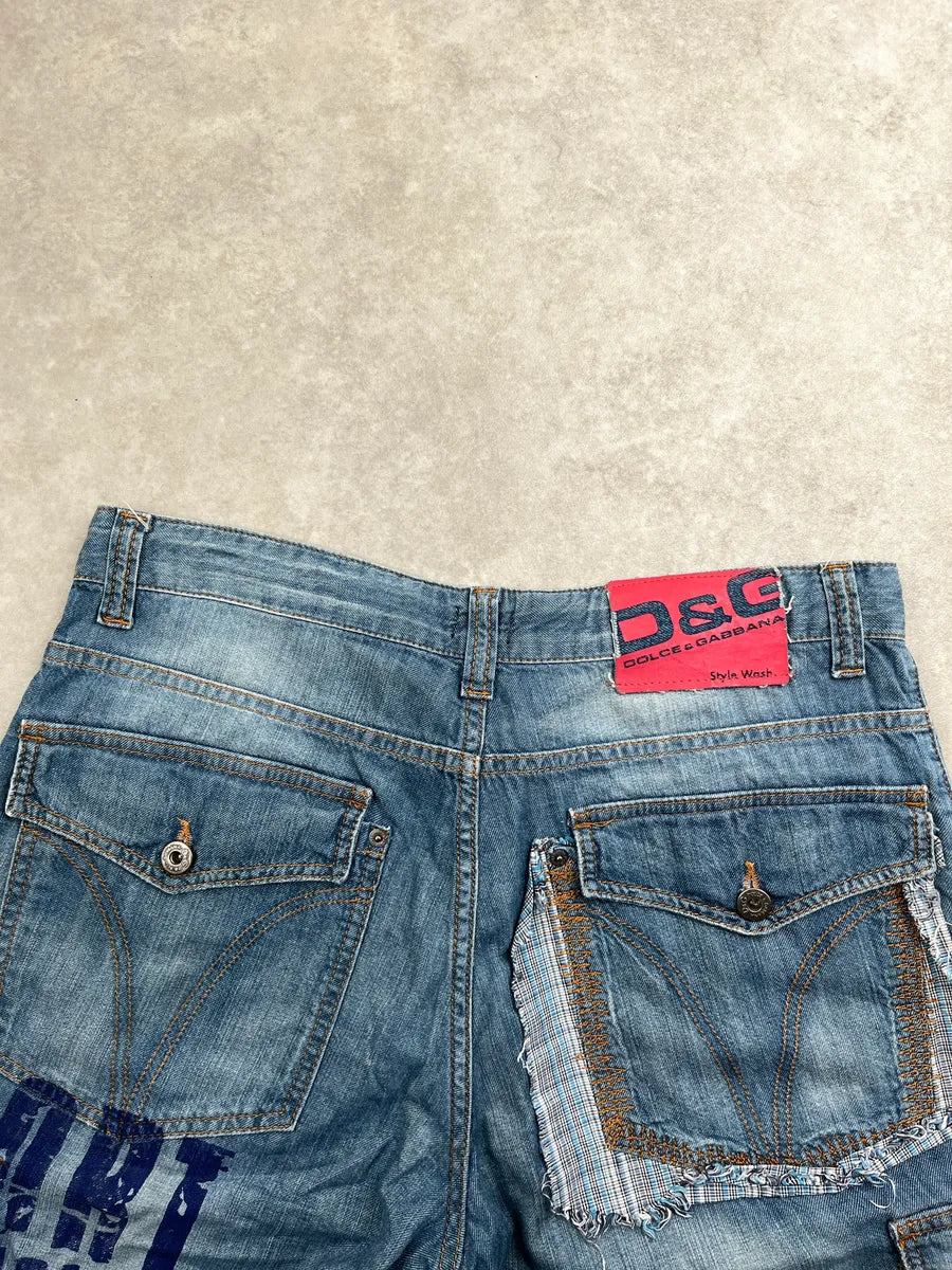 SS2006 Dolce & Gabbana Light Blue Denim Numeric Shorts NAamJUeu 7