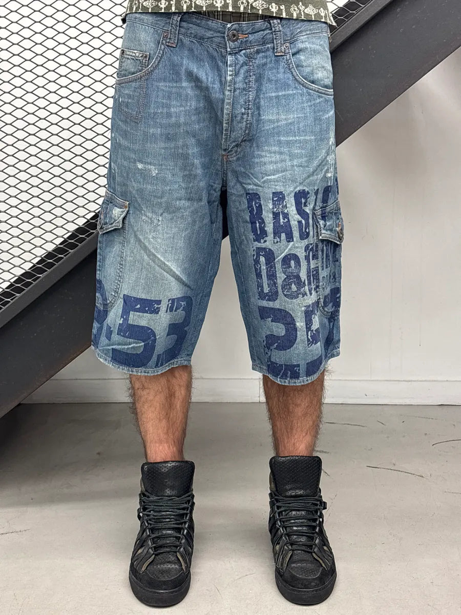 SS2006 Dolce & Gabbana Light Blue Denim Numeric Shorts NAamJUeu 0