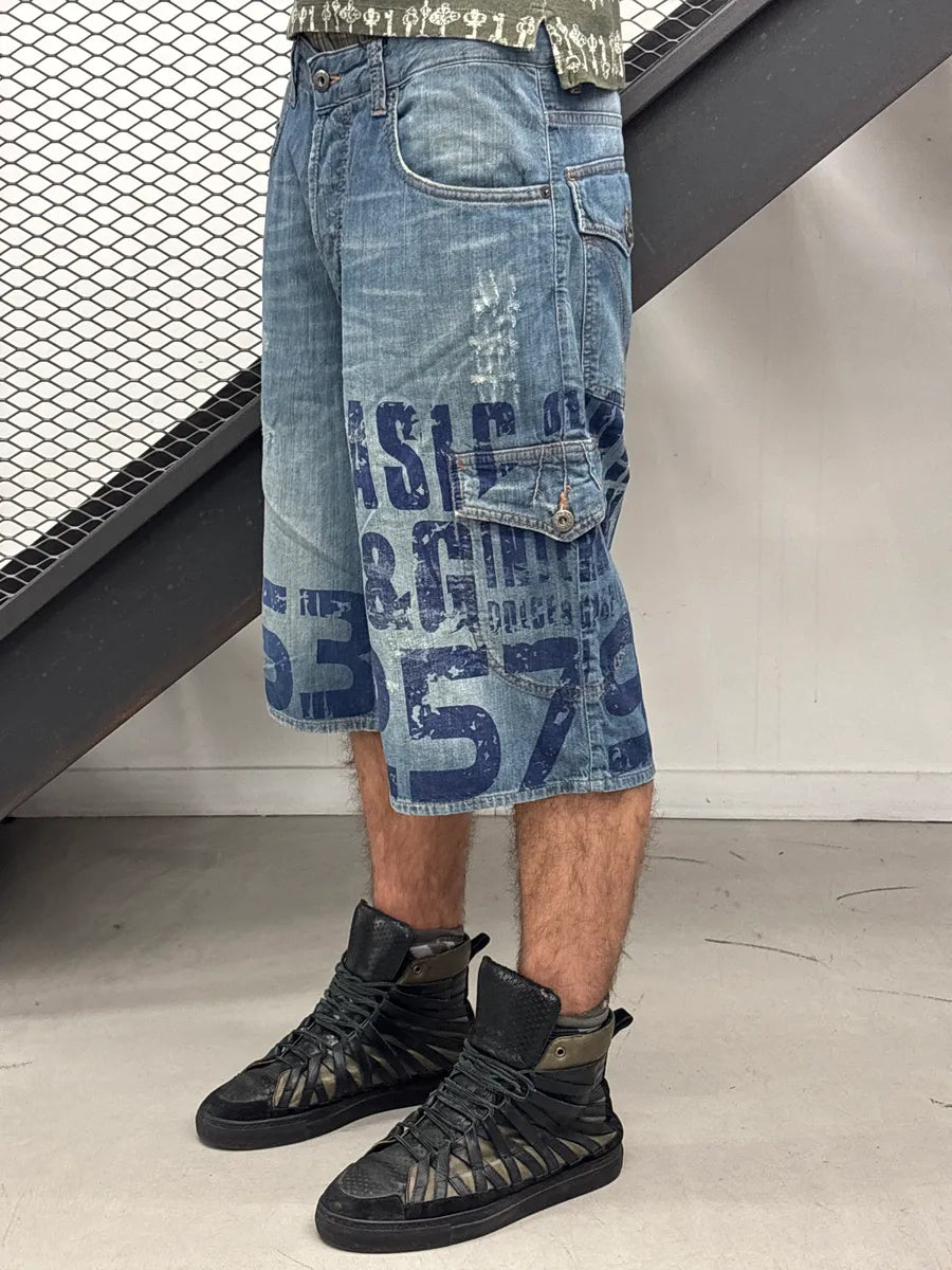SS2006 Dolce & Gabbana Light Blue Denim Numeric Shorts NAamJUeu 1
