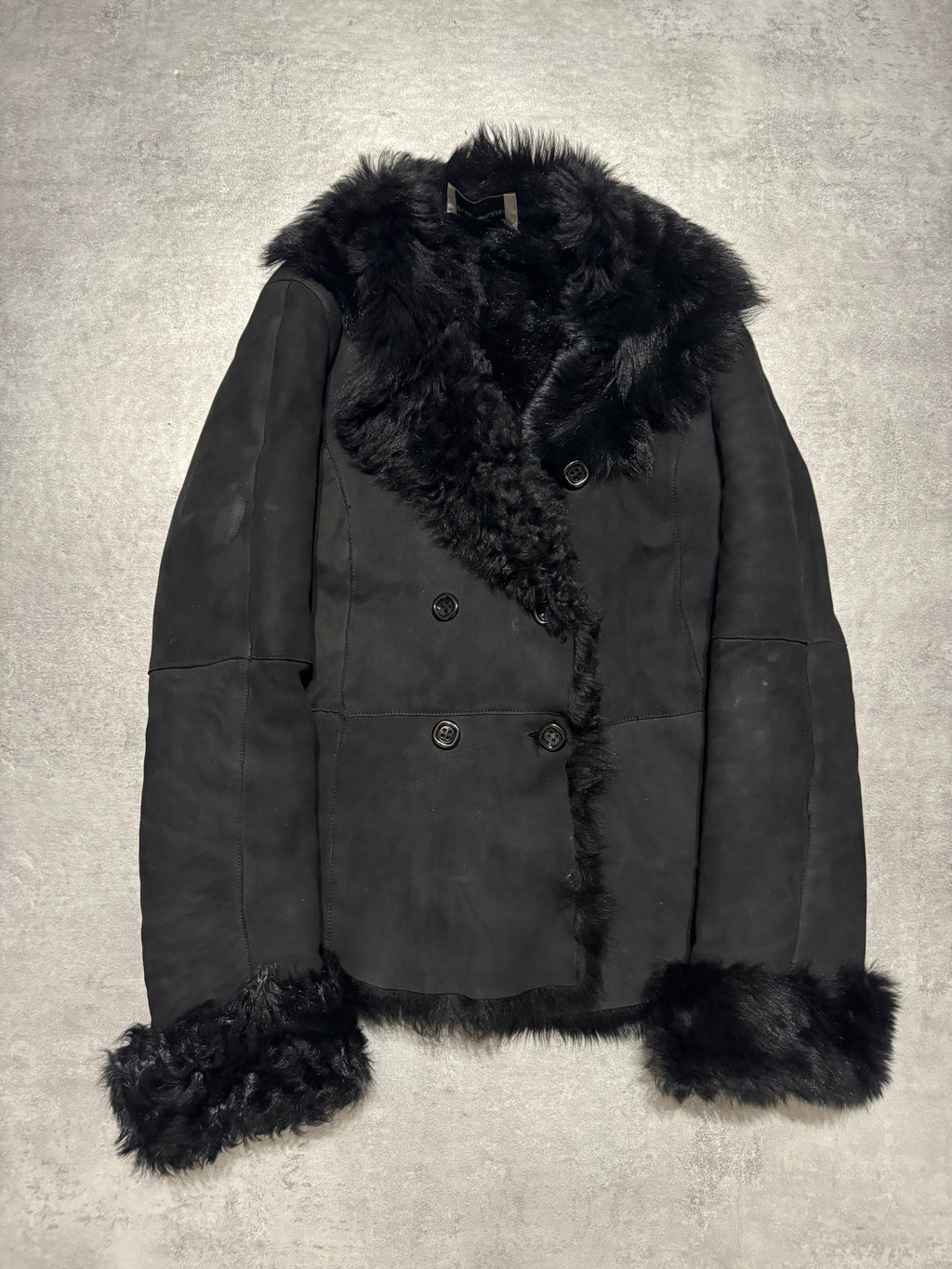 AW2005 Emporio Armani Black Leather Fur Jacket (XS/S) - 3