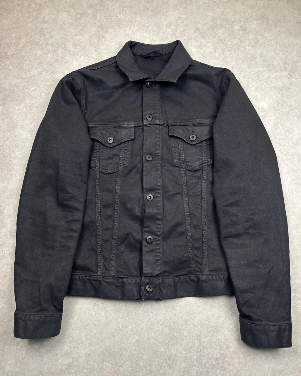 SS2018 Emporio Armani Black Denim Studded Trucker Denim Jacket NBFdHoya 0