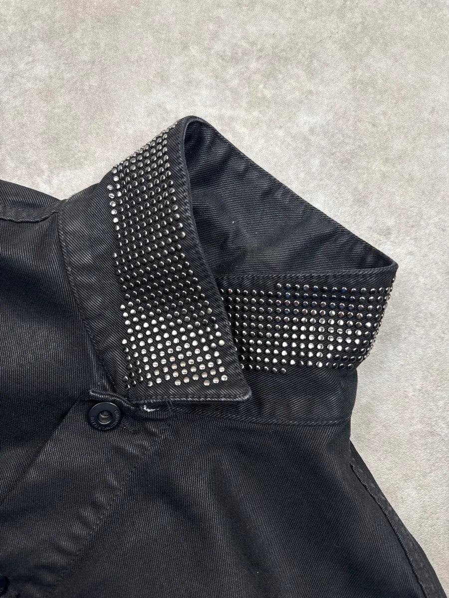 SS2018 Emporio Armani Black Denim Studded Trucker Denim Jacket NBFdHoya 9