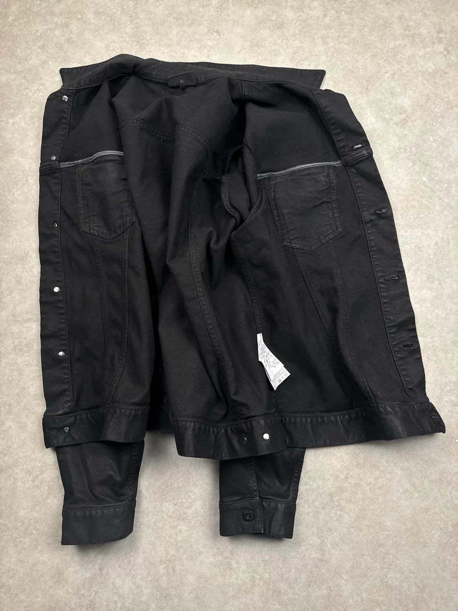 SS2018 Emporio Armani Black Denim Studded Trucker Denim Jacket NBFdHoya 5