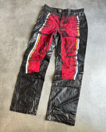 SS1999 Jean Paul Gaultier Trompe l'Oeil Biker Coating Pants (S) - 4