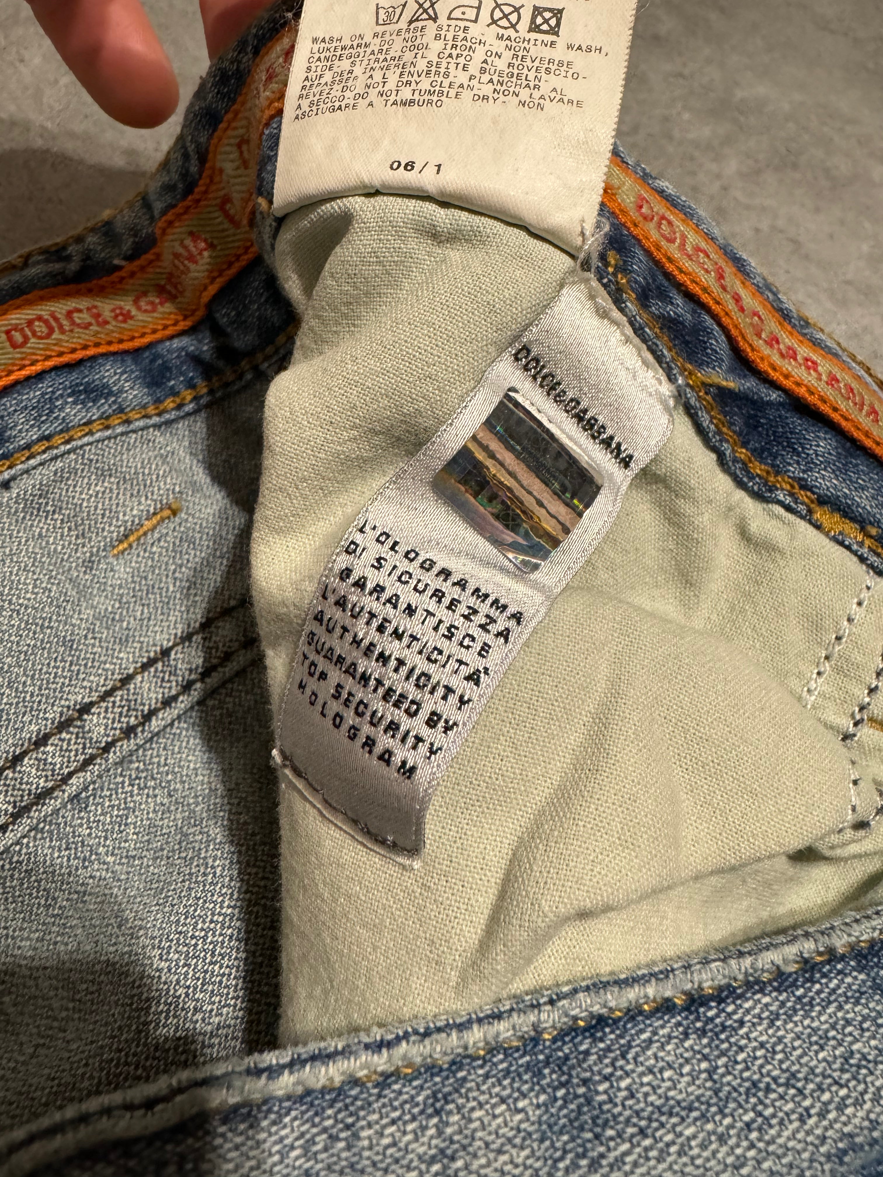 SS2006 Dolce & Gabbana Blue Distressed Denim Jeans  (L) - 5
