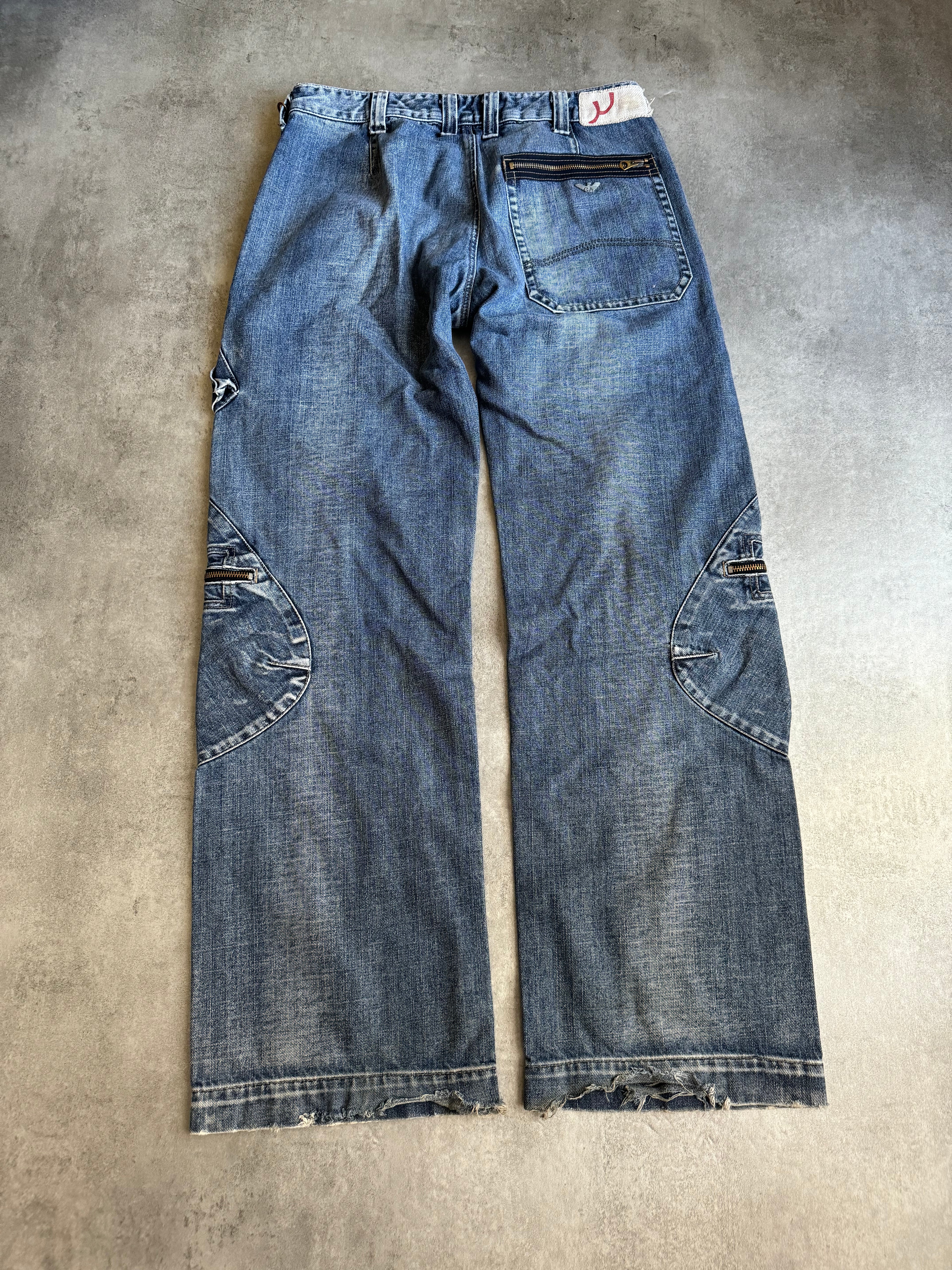 2000s Armani Cargo Double Knee Large Denim Jeans (M/L) - 5