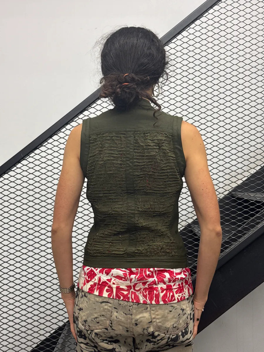2000s Plein Sud Olive Ruched Avant-Garde Vest NHZvkrQr 2