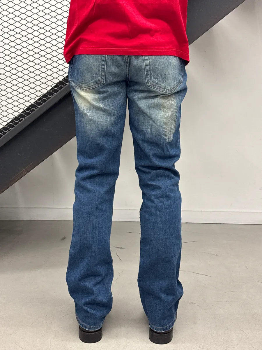 2000s Cavalli Blue Denim Studded Distressed Jeans NHbckmUP 3