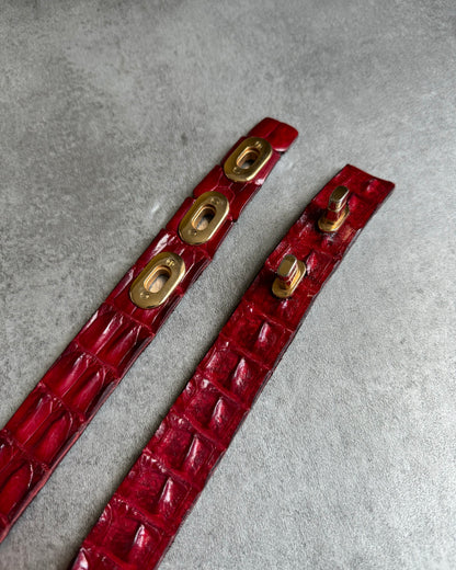 Scunzani Excellence Red Genuine Crocodile Leather Belt  (OS) - 3