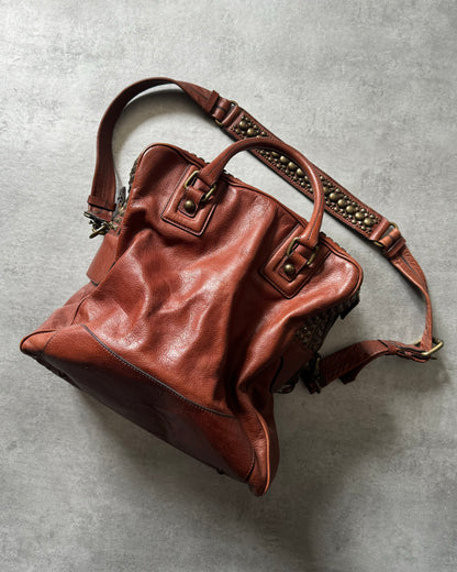 2000s Dolce & Gabbana Embelished Punk Brown Leather bag (OS) - 6