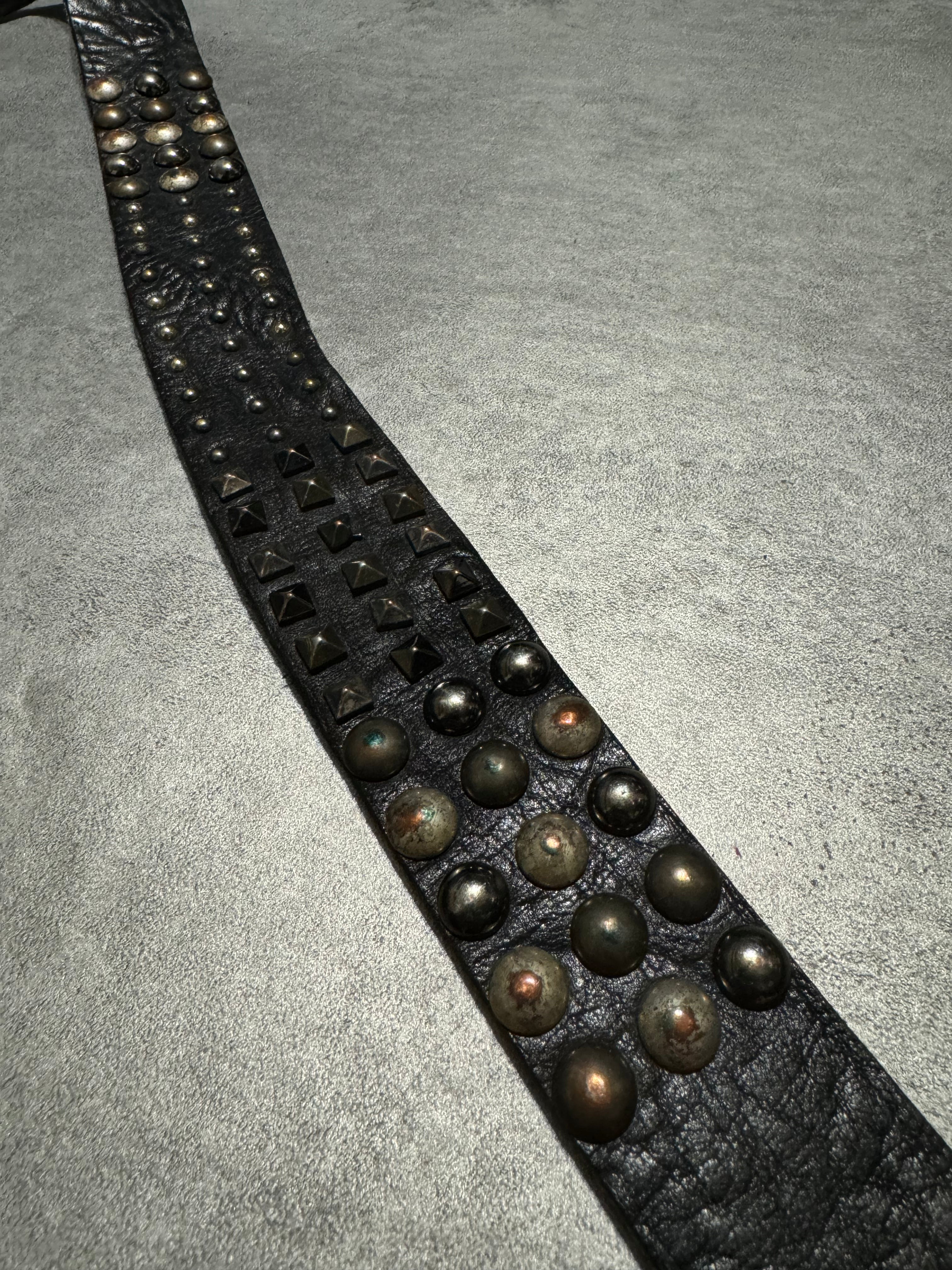 2000s Cavalli Embellished Black Leather Belt (OS) - 3