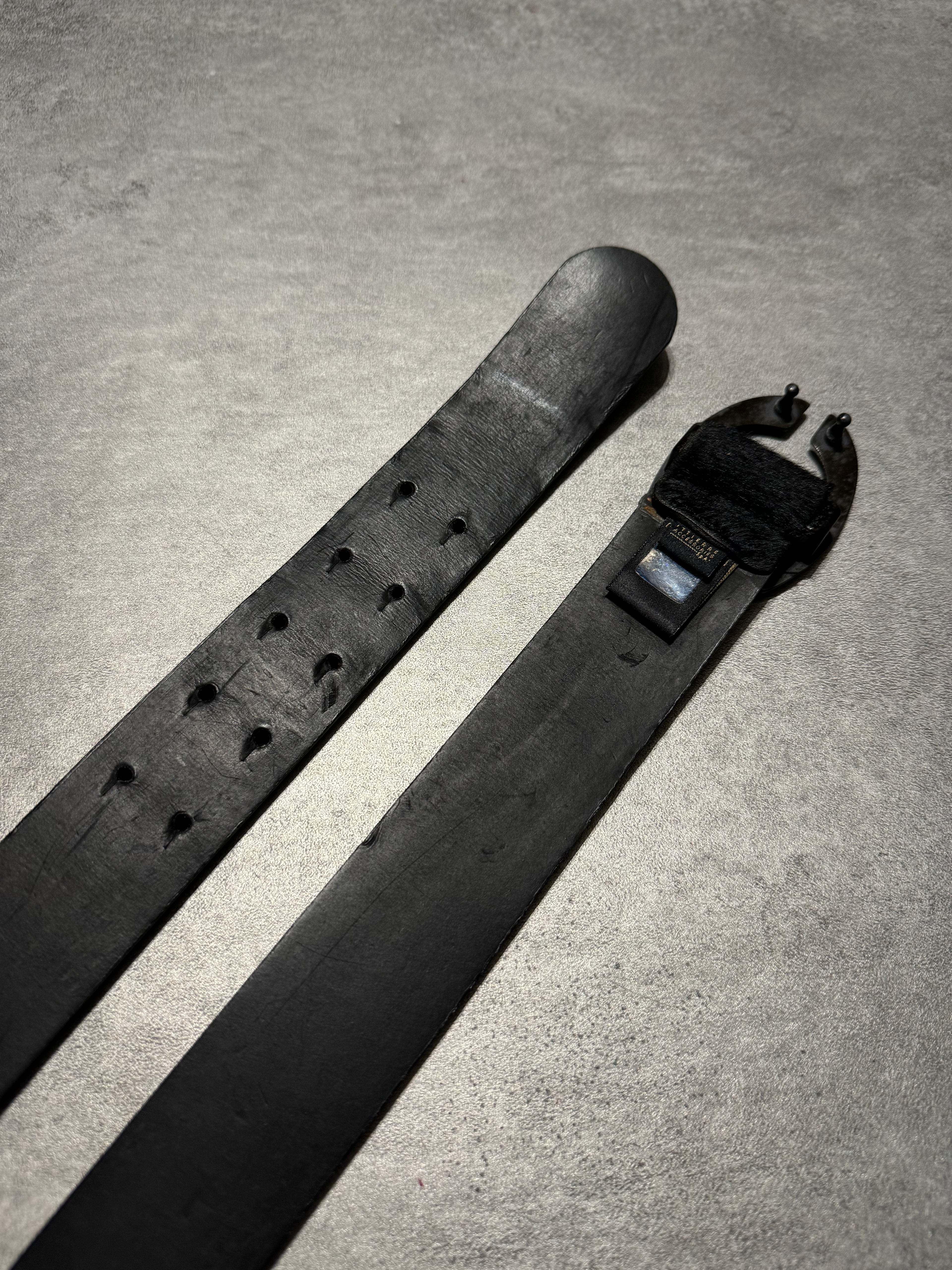 2000s Cavalli Black Pony Hair Leather Belt (OS) - 3