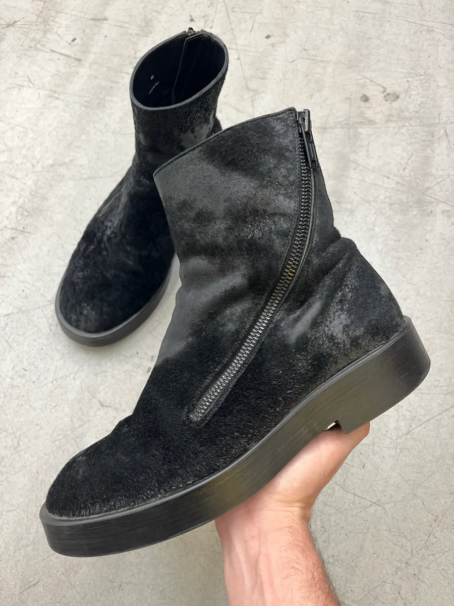 AW2022 Ann Demeulemeester Black Calf Hair Side-Zip Boots NNBnCFcL 0