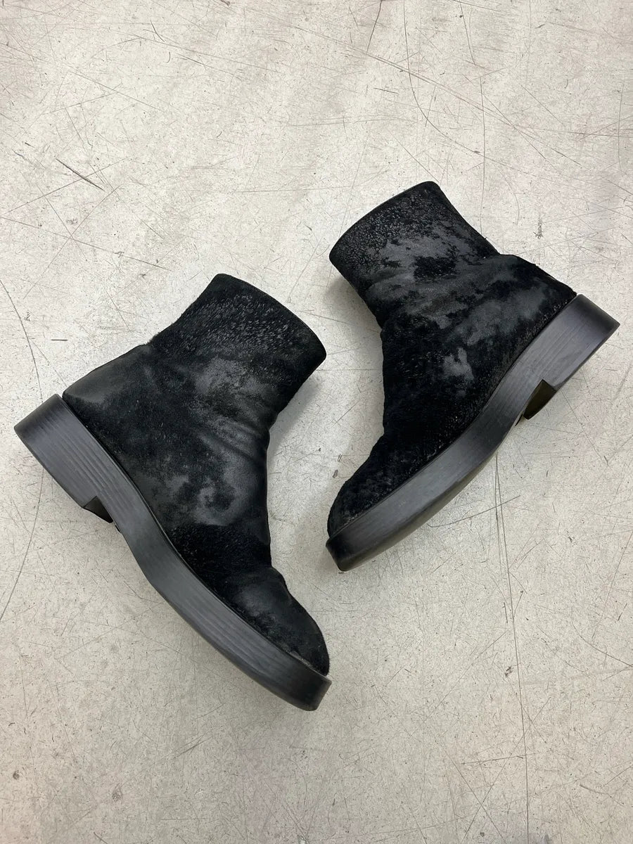 AW2022 Ann Demeulemeester Black Calf Hair Side-Zip Boots NNBnCFcL 2