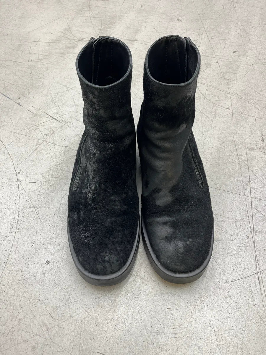 AW2022 Ann Demeulemeester Black Calf Hair Side-Zip Boots NNBnCFcL 4
