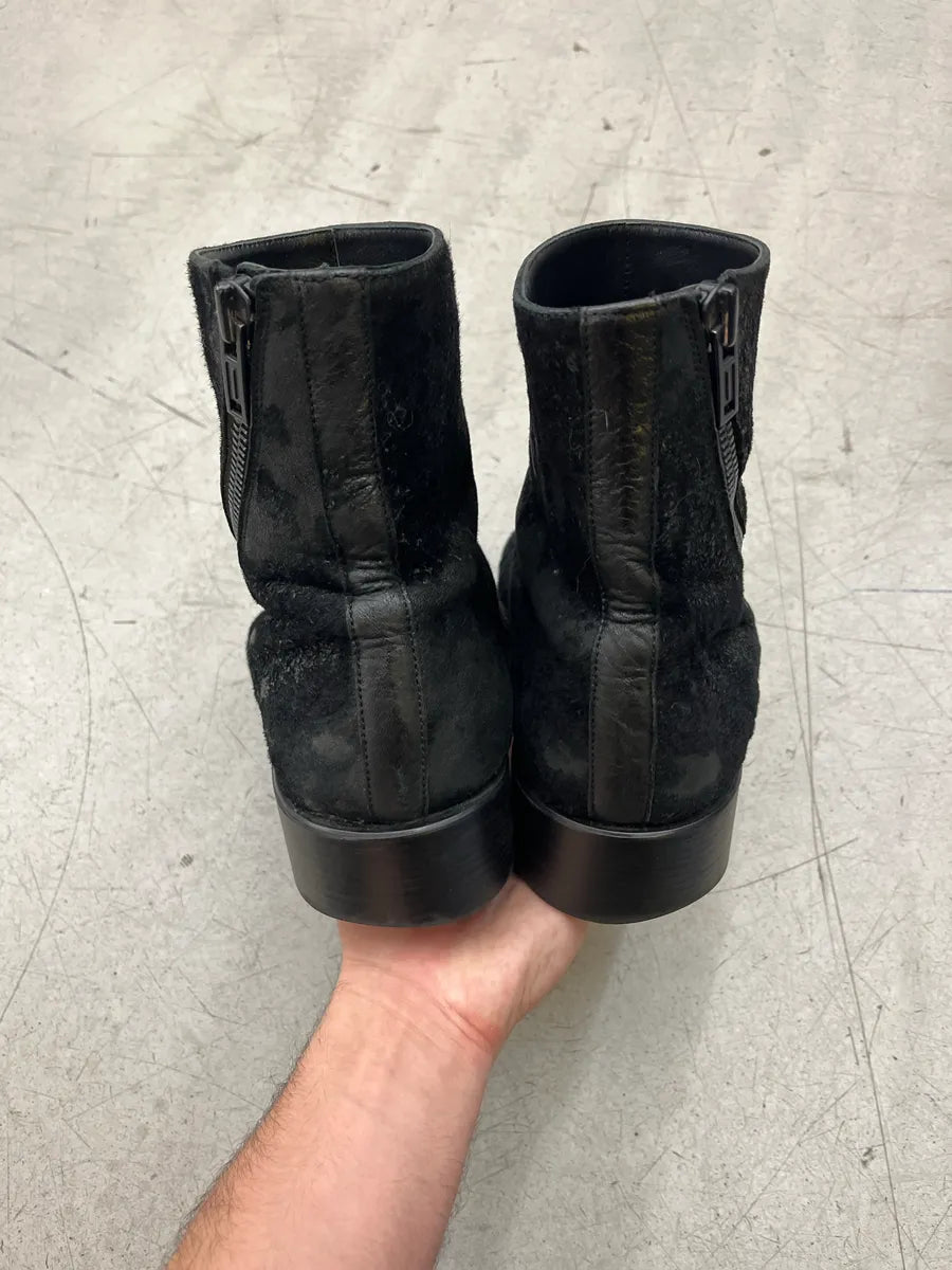 AW2022 Ann Demeulemeester Black Calf Hair Side-Zip Boots NNBnCFcL 5
