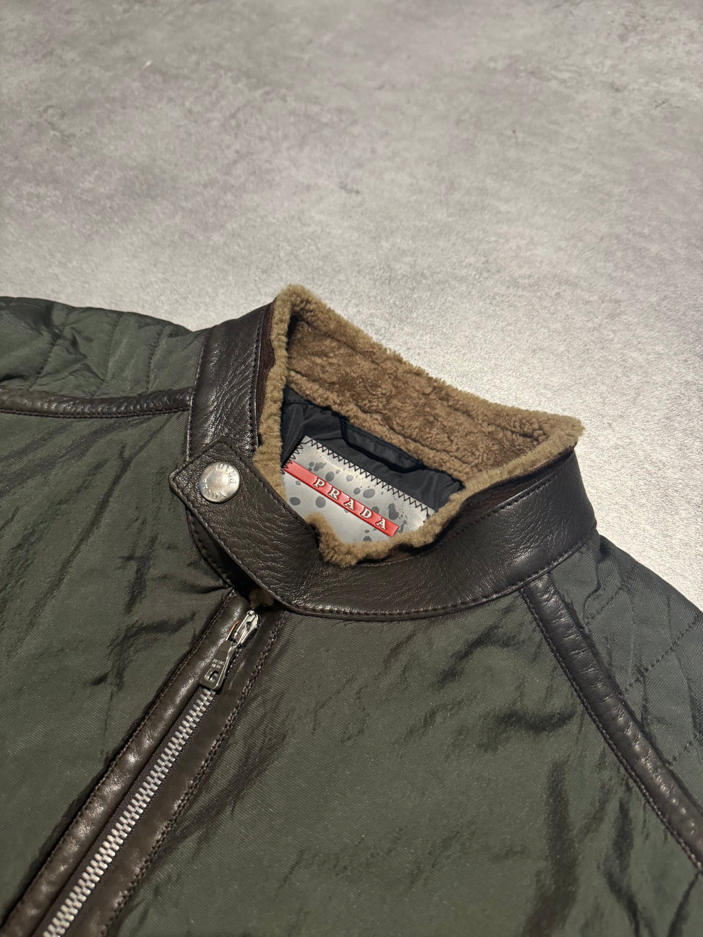 2000s Prada Green Nylon Linea Rossa Biker Jacket (M/L) - 12
