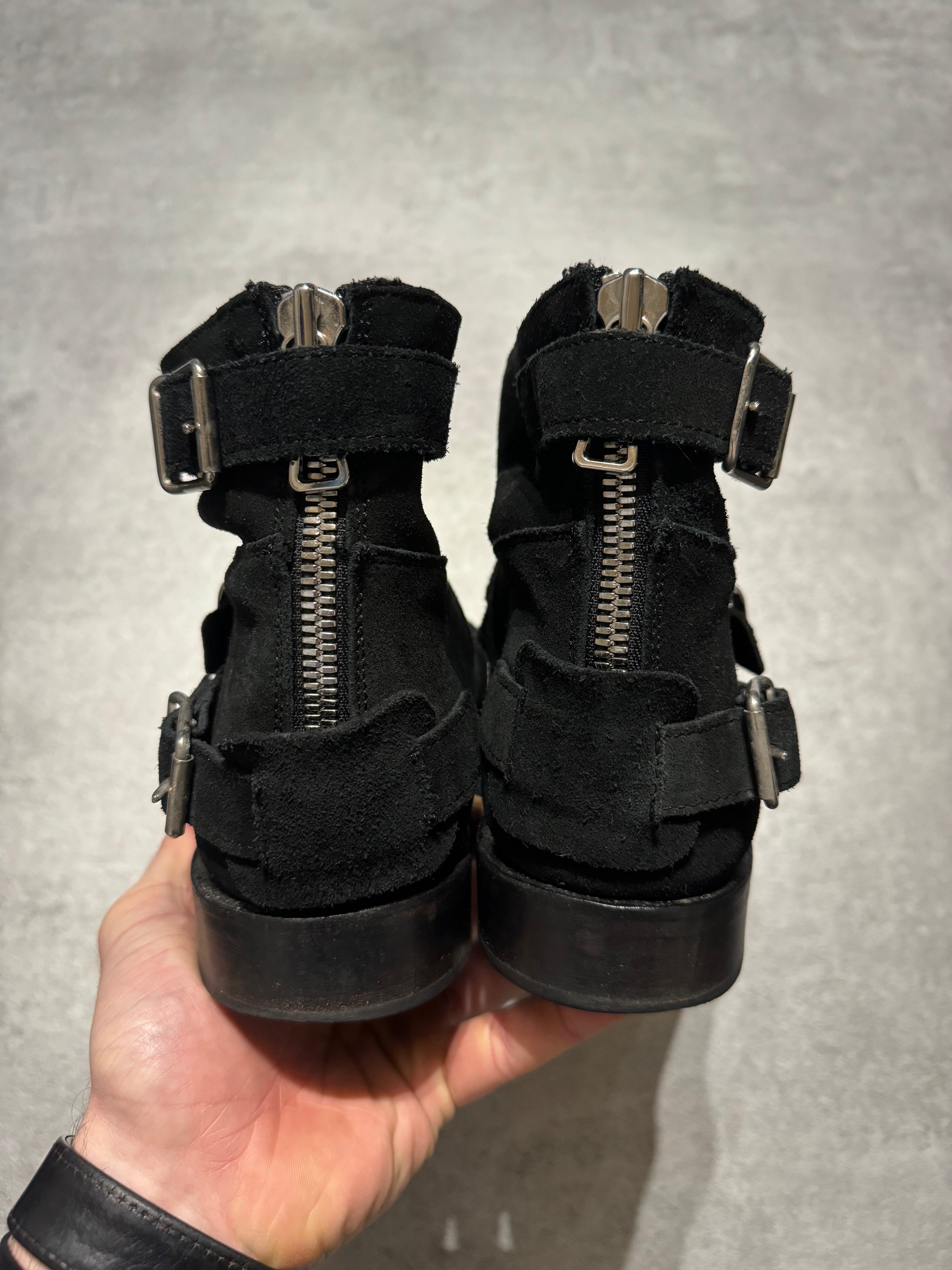 Balmain x H&M Black Silver Toe Chukka Strap Boots  (44) - 4