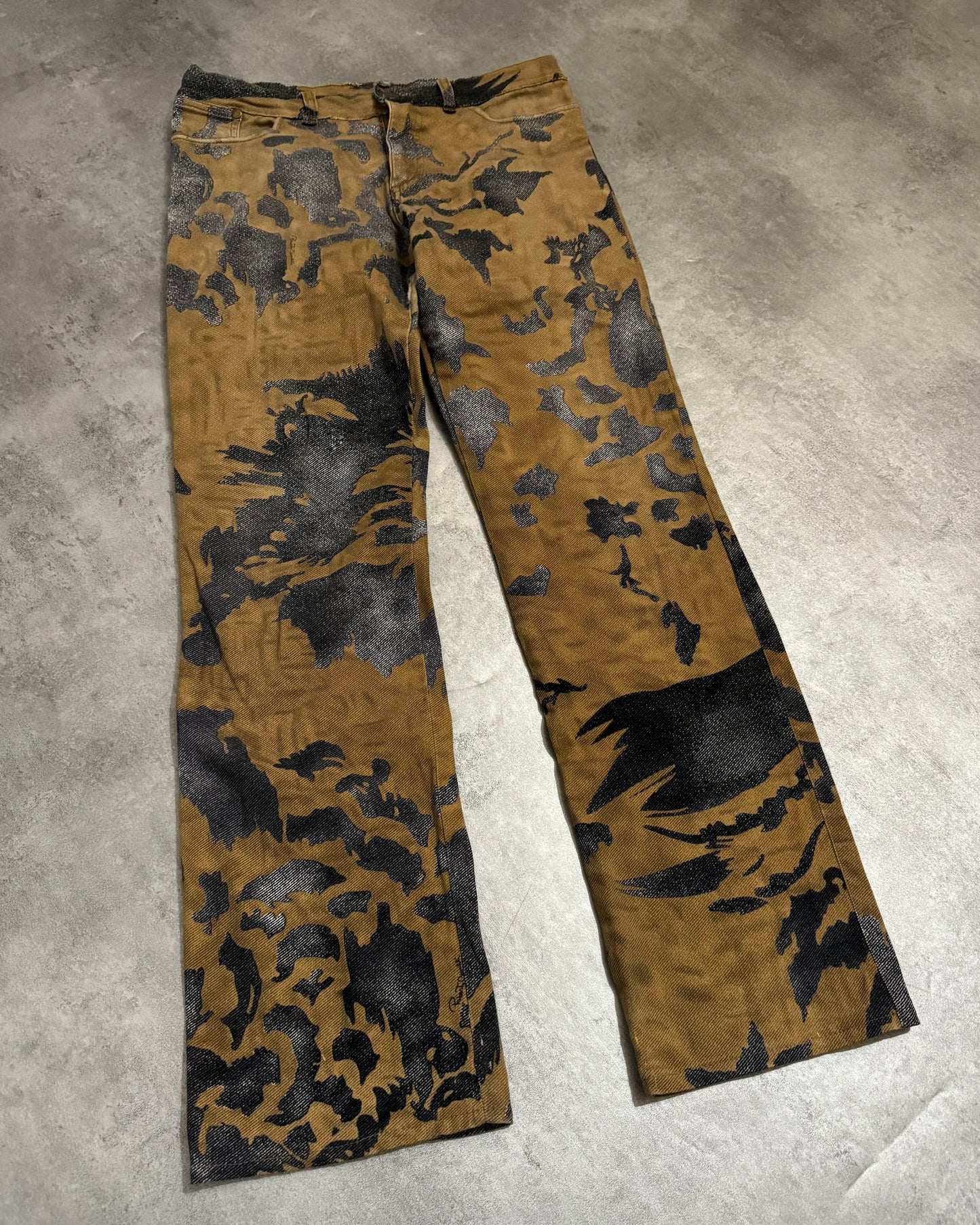 AW2001/02 Roberto Cavalli Brown Crow Peace Camouflage Pants  (S) - 6