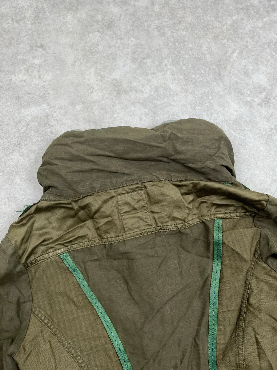 2000s Marithé & Francois Girbaud Olive Linen Leaf Embroidered Cropped Light Jacket NSXwyCeg 7