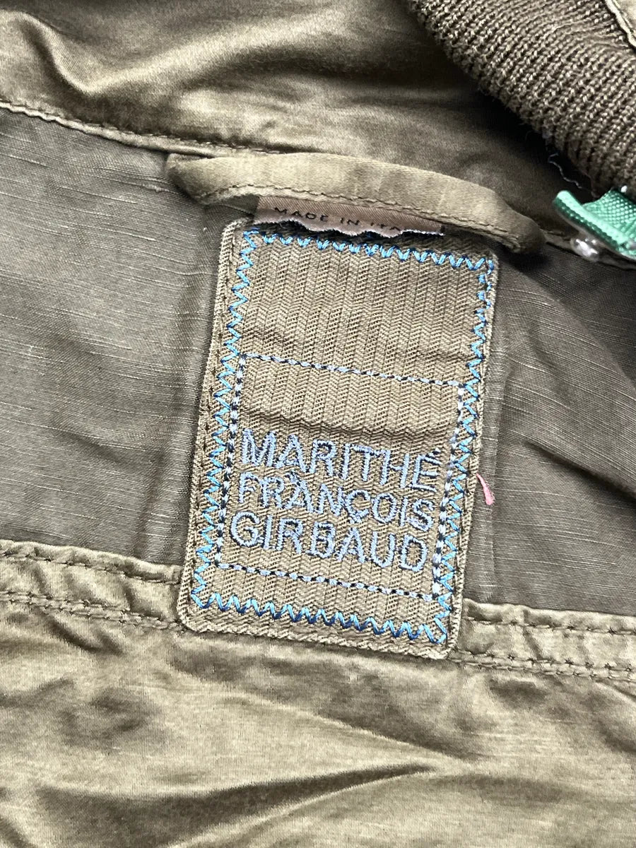 2000s Marithé & Francois Girbaud Olive Linen Leaf Embroidered Cropped Light Jacket NSXwyCeg 10