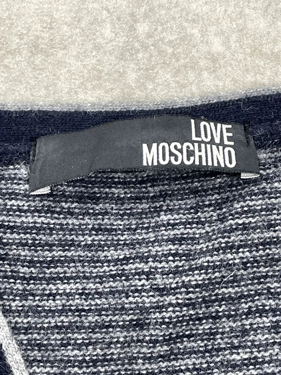2010s Moschino Navy Wool Stripe V-Neck Sweater NZmHeQvd 9