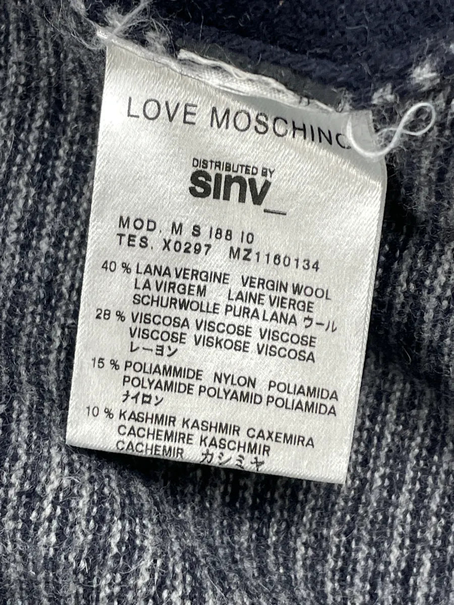 2010s Moschino Navy Wool Stripe V-Neck Sweater NZmHeQvd 10