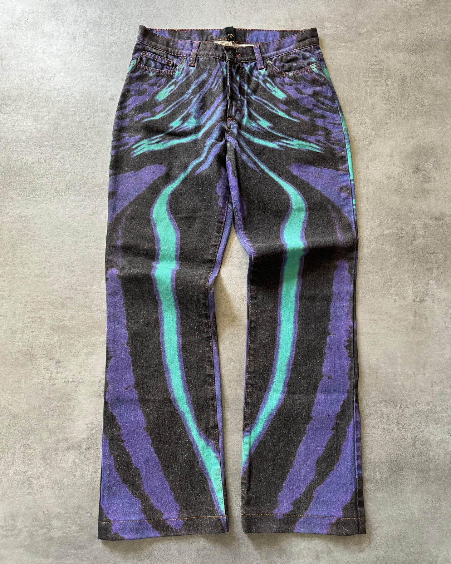 SS2002 Just Cavalli Hallucination purple Zebra Design Jeans (S) - 1