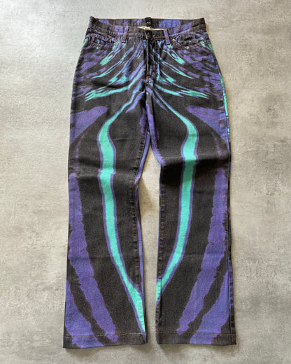 SS2002 Just Cavalli Hallucination purple Zebra Design Jeans (S) - 1