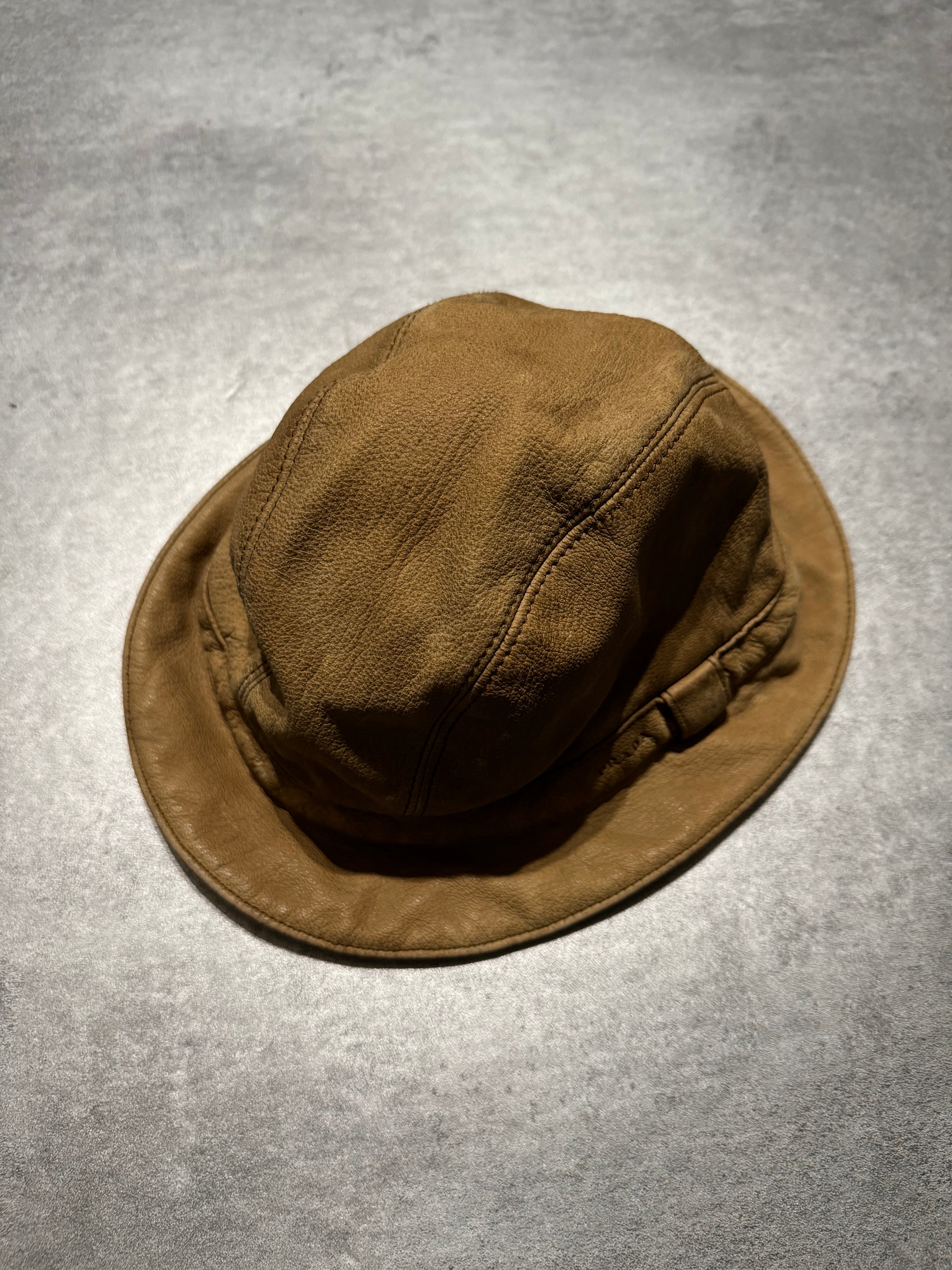 1990s Prada Beige Leather Hat (OS) - 9