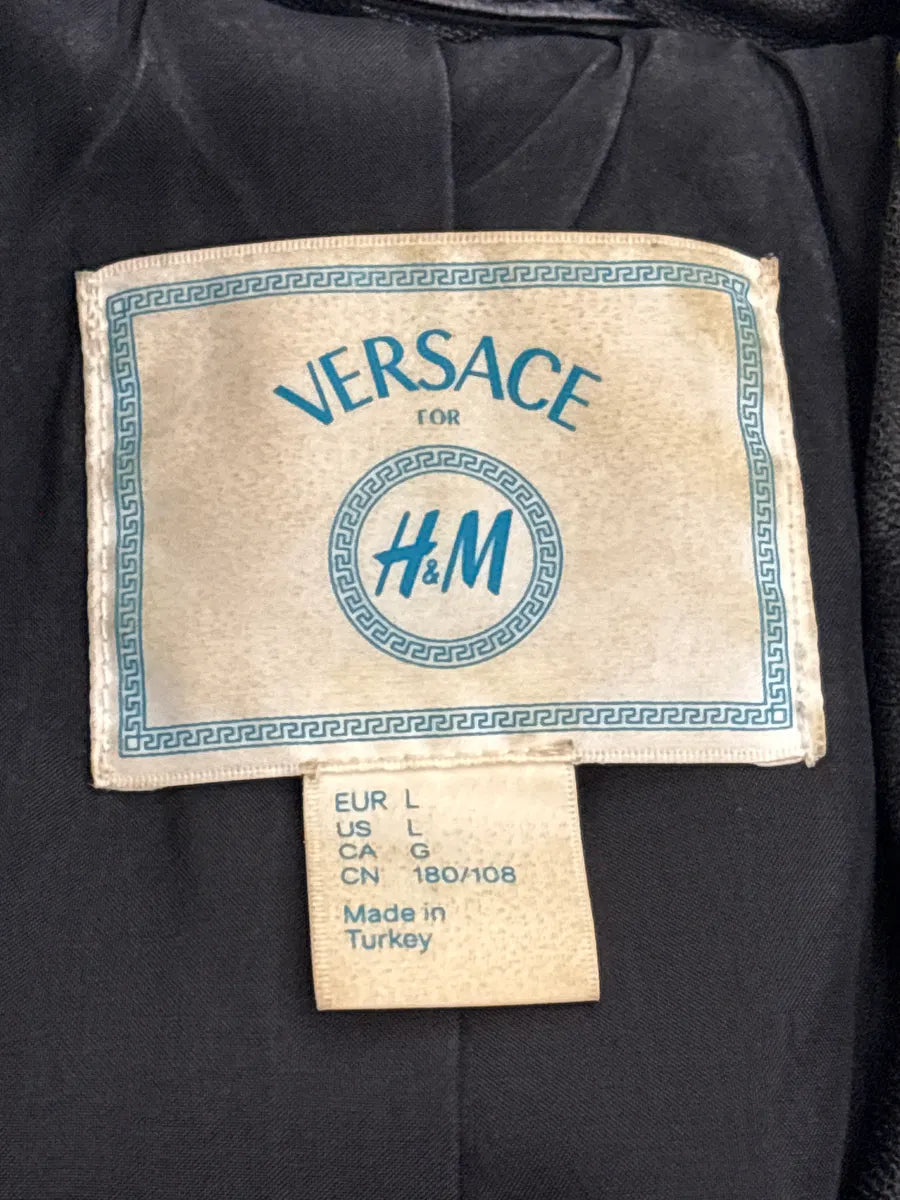 AW2011 Versace x H&M Black Leather Studded Leather Biker Jacket NiuvdHGG 9