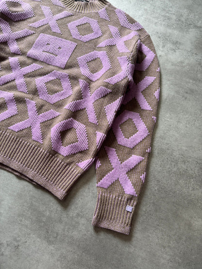 Acne Studios Pink Intarsia Wool Logo Sweater (S) - 6