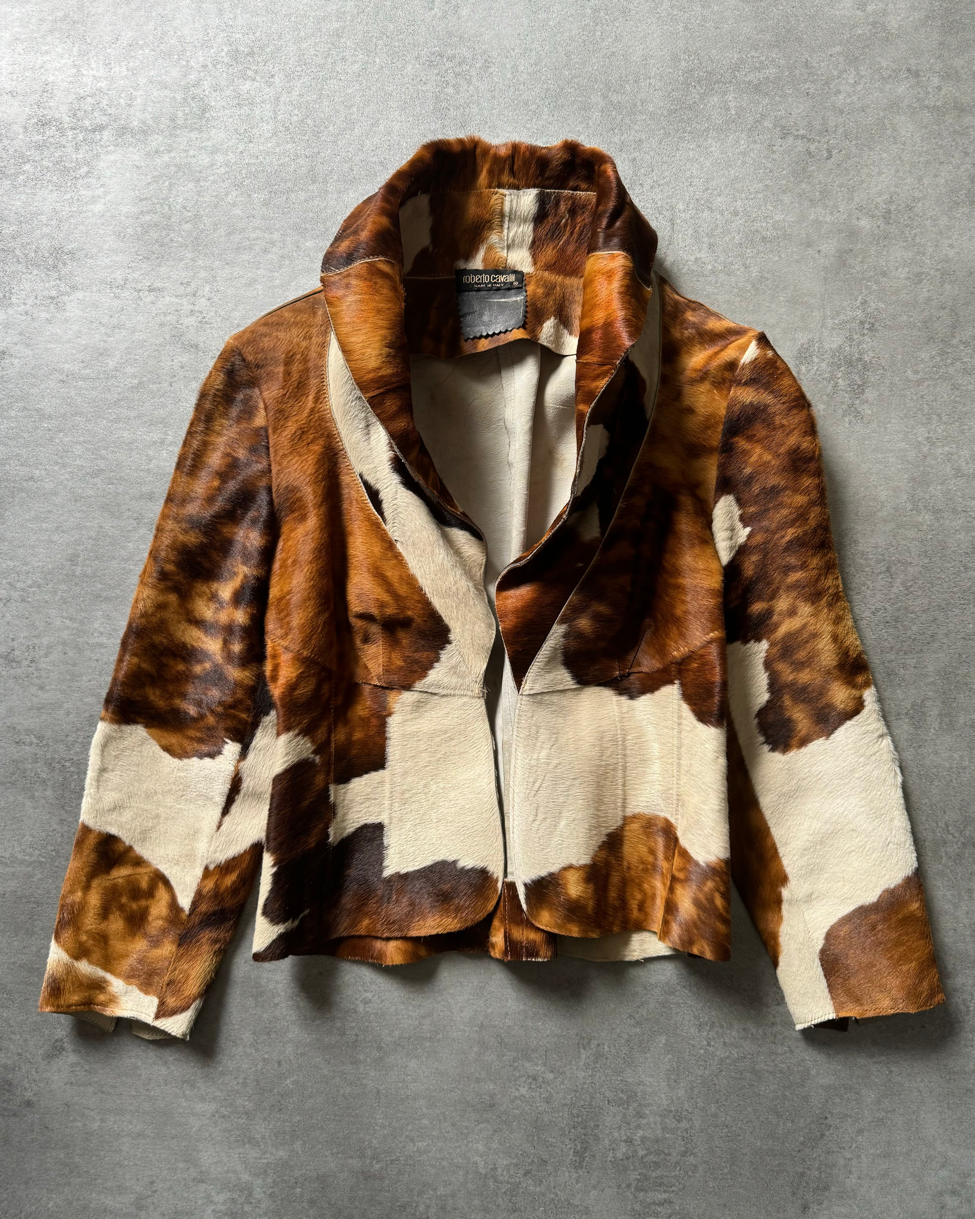 AW2000 Roberto Cavalli Fur Leather Cow Jacket (XS) - 1