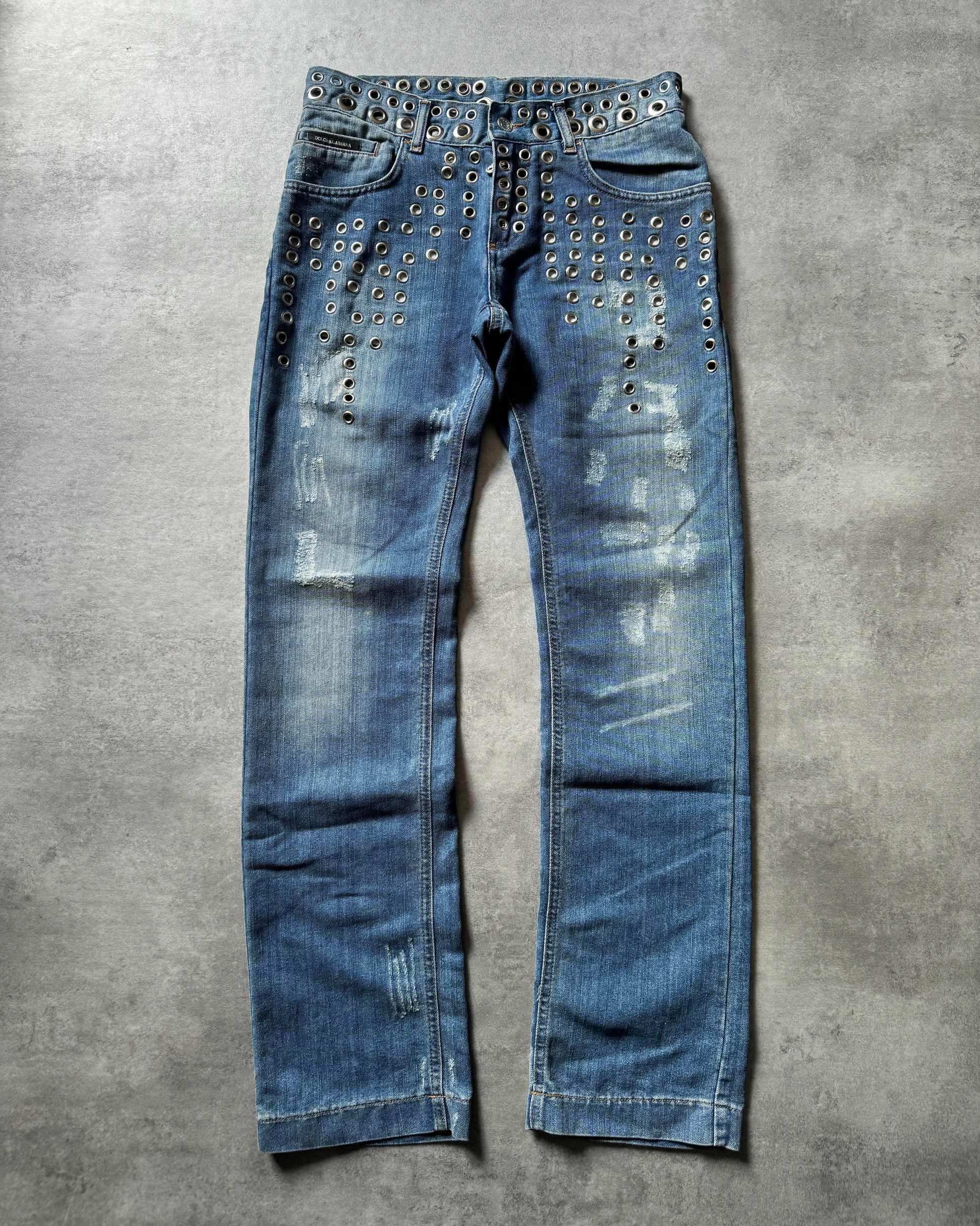 SS2006 Dolce & Gabbana Eyled Punk Holes Jeans (S) - 1